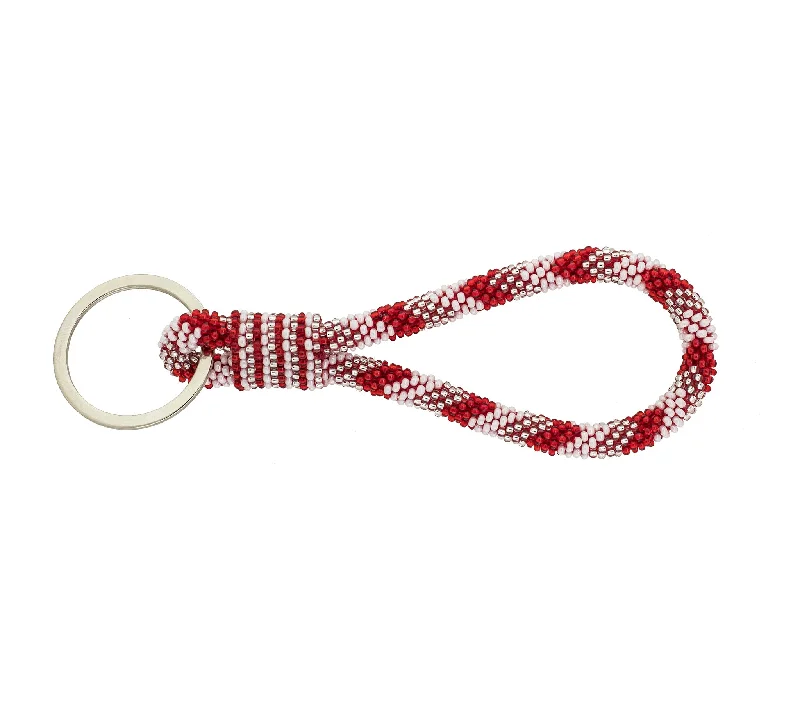 Women’s rose quartz necklace-Game Day  Roll-On® Keychain <br> - Red & White