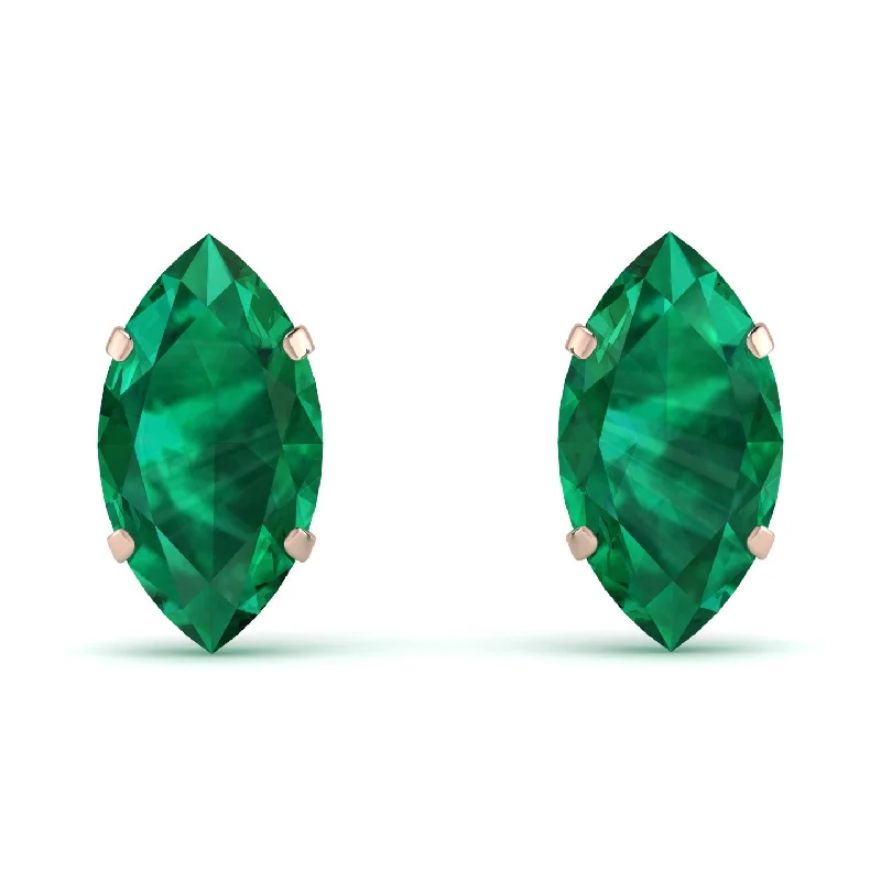 Women’s diamond earrings-Hidden Halo Marquise Emerald Earrings - Journey No. 20