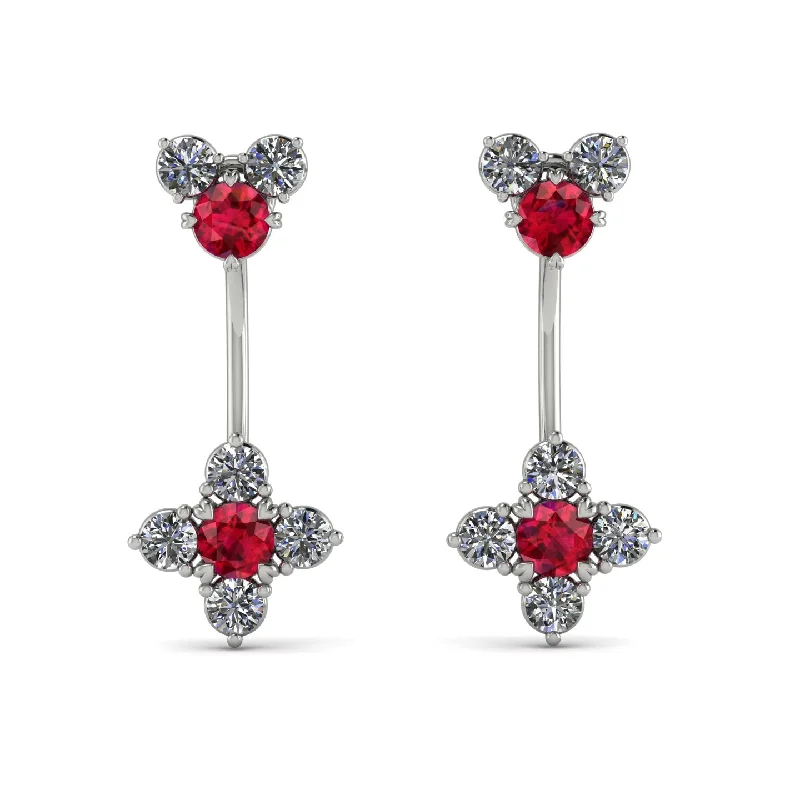 Women’s matching earrings set-Hanging Ruby Compass Earrings - Brittany No. 12