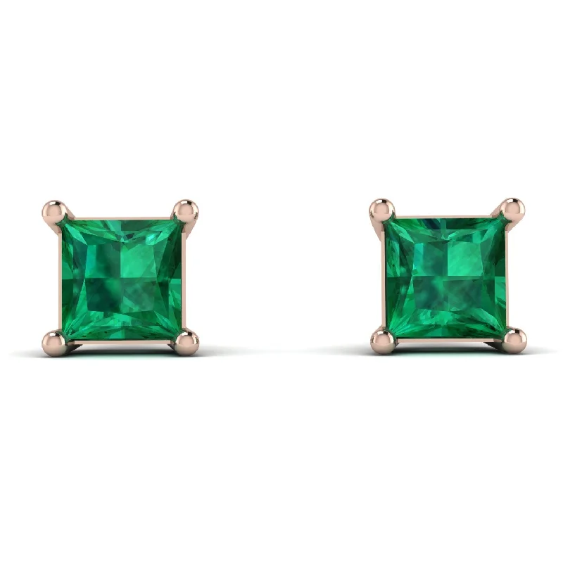 Women’s designer earrings-Princess Cut Stud Earrings - Kenia No. 5