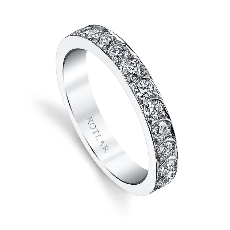 Women’s elegant diamond engagement ring-Artisan Pave Scallop Diamond Eternity Band