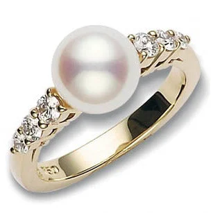 Women’s diamond-accented engagement ring-Akoya Cultured Pearl Ring with Diamonds