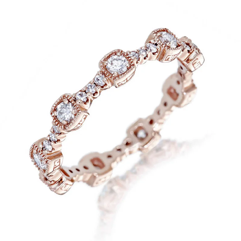 Women’s antique-style engagement ring-14K Diamond Eternity Band