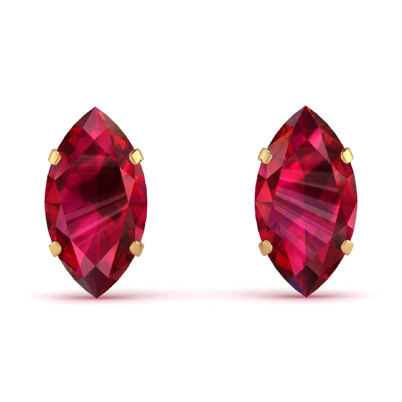 Women’s chandelier earrings-Hidden Halo Marquise Ruby Earrings - Journey No. 70