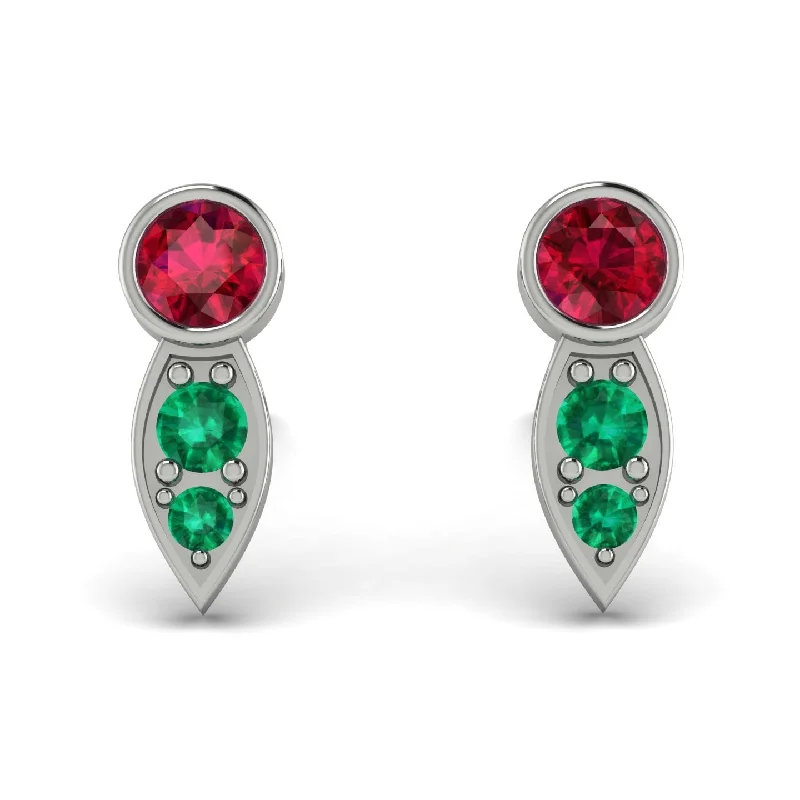 Women’s boho earrings-Bezel Ruby Earrings In Pear Shaped - Aniya No. 27