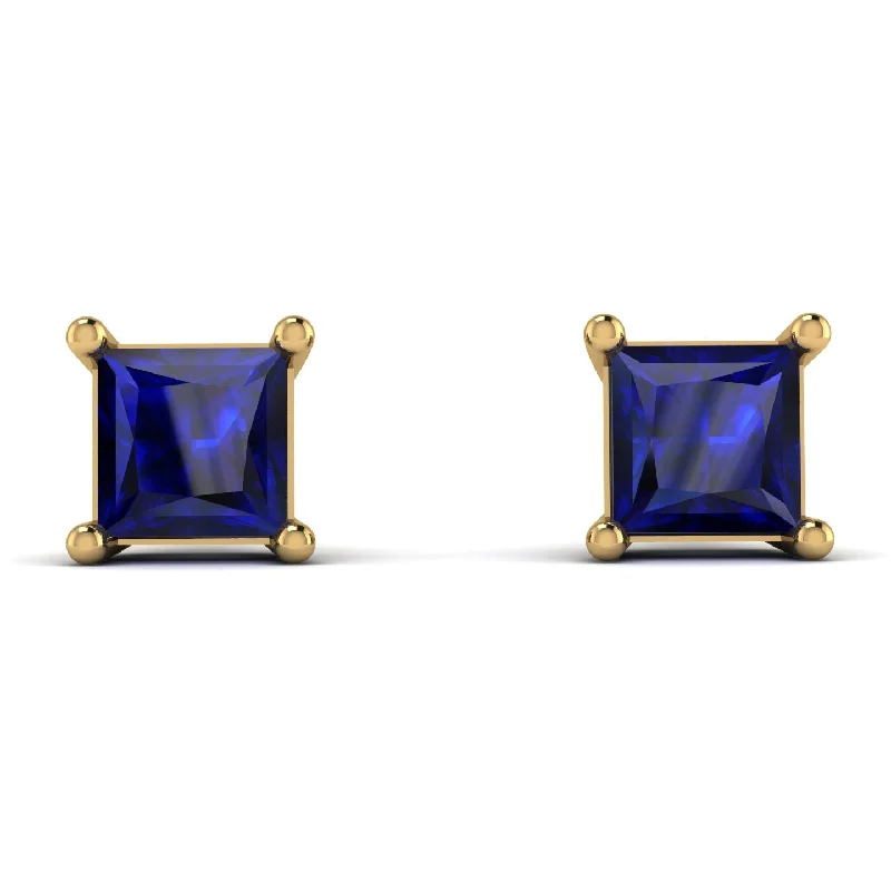 Women’s ruby earrings-Princess Cut Stud Earrings - Kenia No. 13