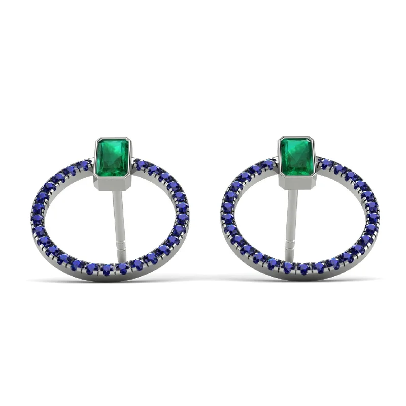 Women’s sparkling hoop earrings-Emerald Cut Circle Emerald Earrings - Oaklyn No. 66