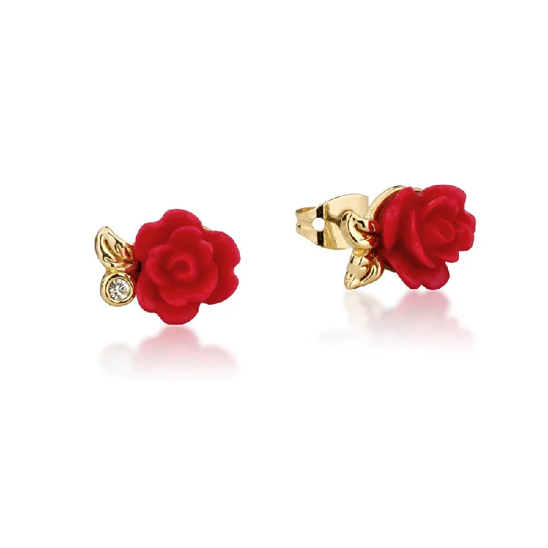 Women’s bridal drop earrings-DISNEY Beauty and the Beast Enchanted Rose Stud Earrings