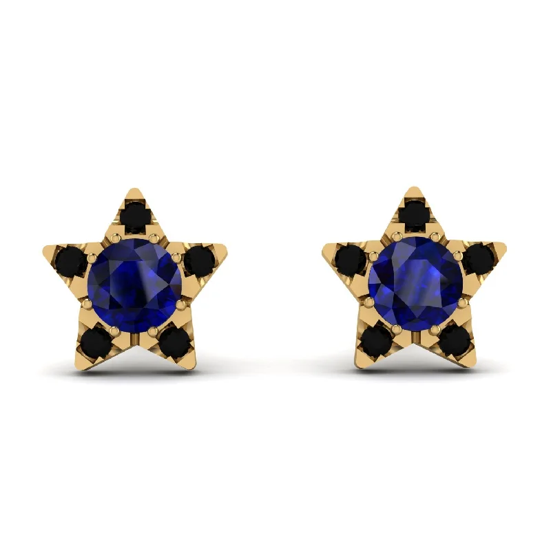 Women’s fancy earrings-Star Halo Sapphire Earrings - Zelda No. 43