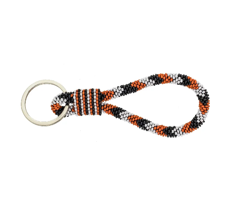 Women’s vintage gold necklace-Game Day Roll-On® Keychain <br> - Orange & Black