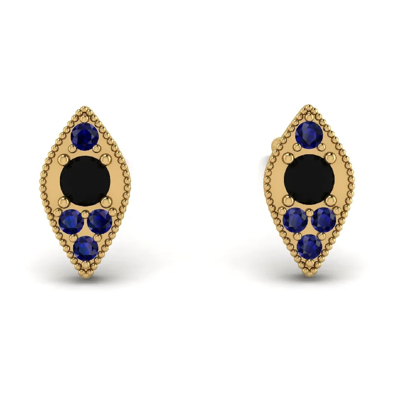 Women’s intricate design earrings-Milgrain Marquise Black Diamond Earrings - Faye No. 67