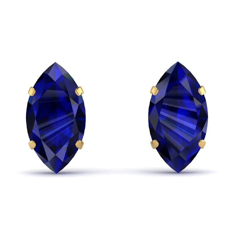 Women’s fashionable earrings-Hidden Halo Marquise Sapphire Earrings - Journey No. 58