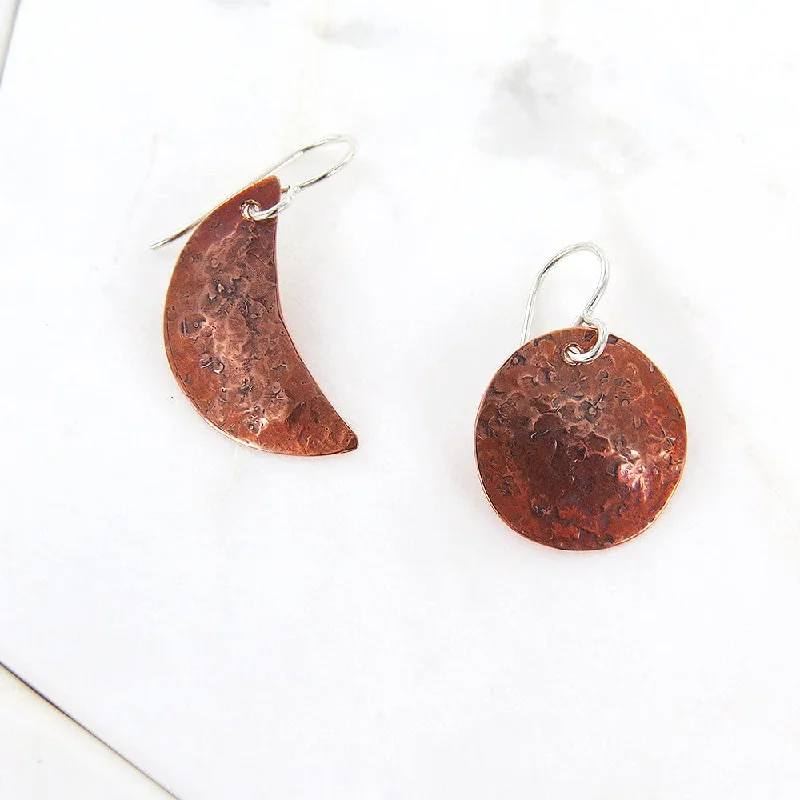 Women’s glamorous earrings-Copper Moon & Planet Earrings