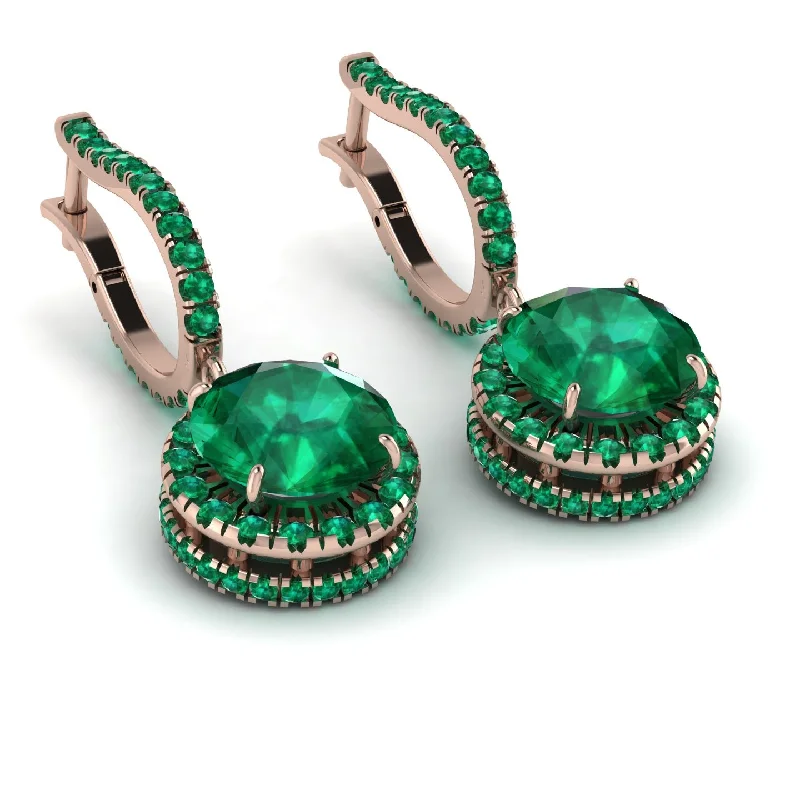 Women’s emerald earrings-Hidden Halo Emerald Hoop Earrings - Catalina No. 20