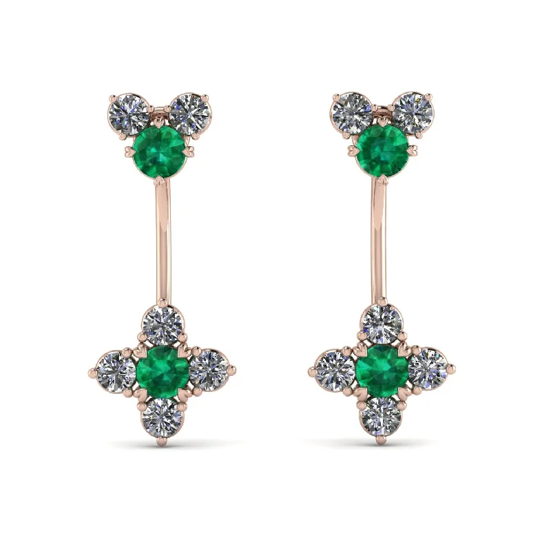 Women’s round stud earrings-Hanging Emerald Compass Earrings - Brittany No. 5