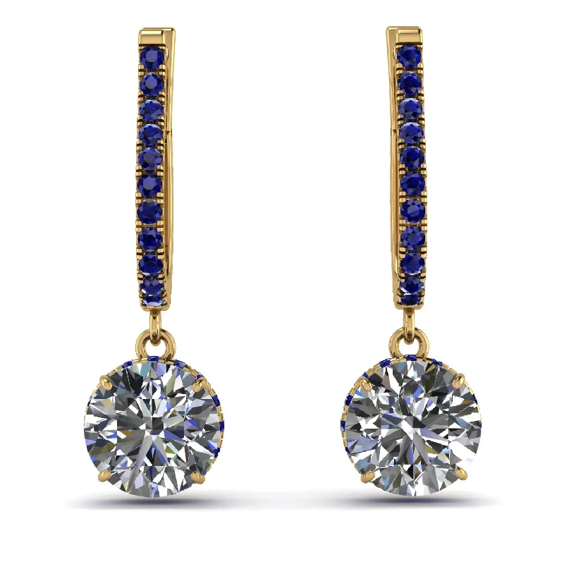 Women’s gold-plated hoop earrings-Diamond Dangle Earrings With Hidden Halo - Adaline No. 61