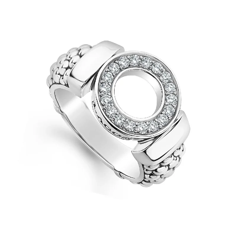 Women’s unique diamond engagement ring-Diamond Circle Caviar Ring