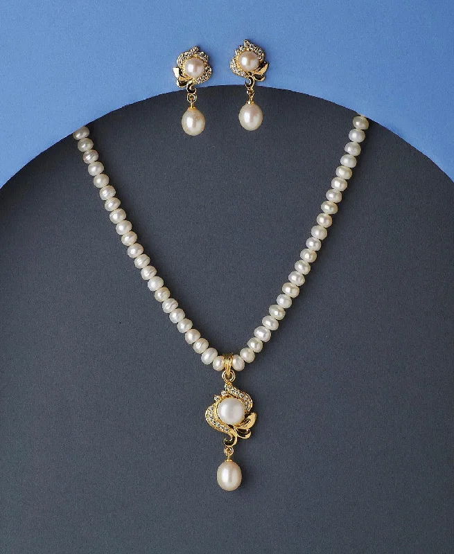 Women’s infinity pendant necklace-Trendy Real Pearl Necklace Set