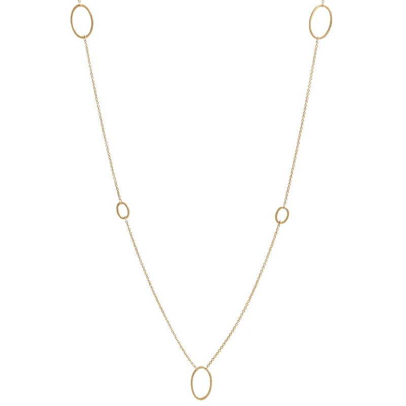 Women’s gold charm necklace-<!--NK757--> spaced mini ovals necklace