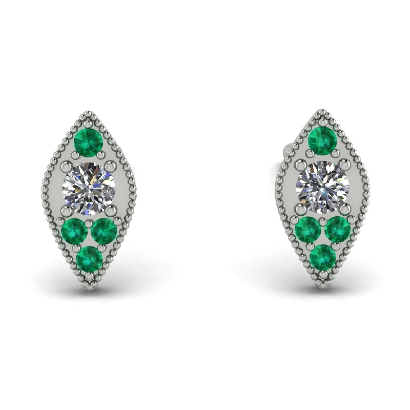 Women’s dangle earrings-Milgrain Marquise Diamond Earrings - Faye No. 18