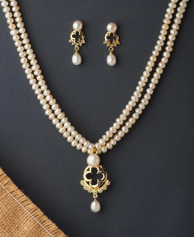 Women’s zodiac pendant necklace-Trendy Real Pearl Necklace Set