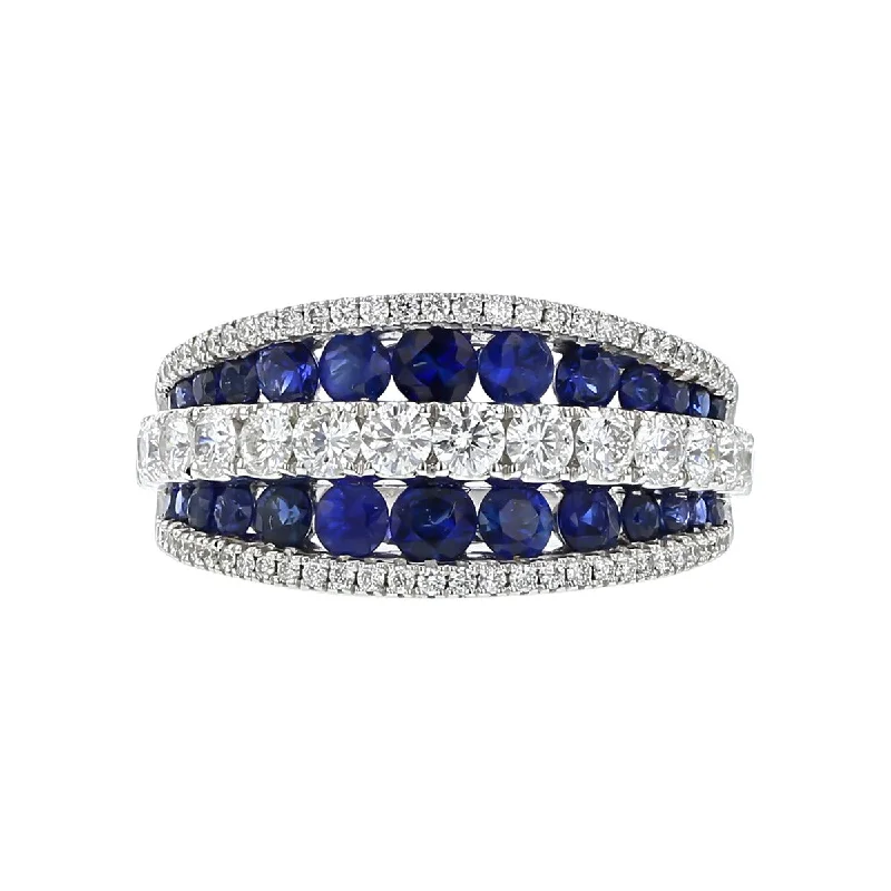 Women’s handmade engagement ring-Krypell Collection Diamond Sapphire Saddle Ring