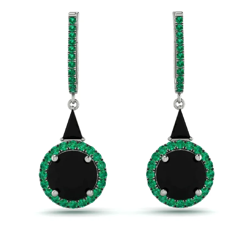 Women’s oval earrings-Hidden Halo Black Diamond Earrings - Joanna No. 24