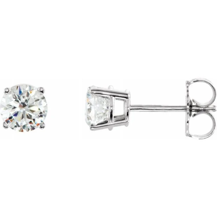 Women’s golden stud earrings-Sterling Silver 5 mm Imitation White Cubic Zirconia Stud Earrings