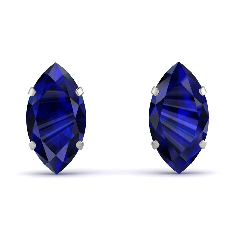 Women’s sparkling hoop earrings-Hidden Halo Marquise Sapphire Earrings - Journey No. 30