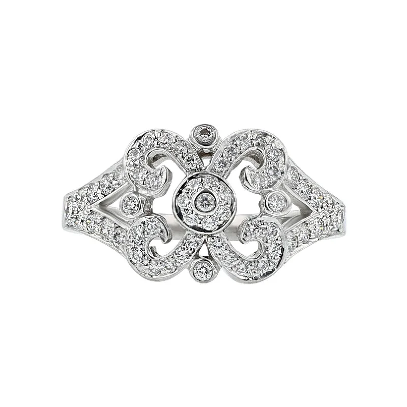 Women’s contemporary engagement ring-18K White Gold Diamond Cluster Ring