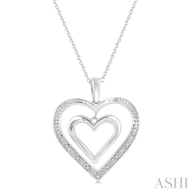 Women’s zodiac pendant necklace-1/50 Ctw Twin Heart Round Cut Diamond Pendant With Chain in Sterling Silver