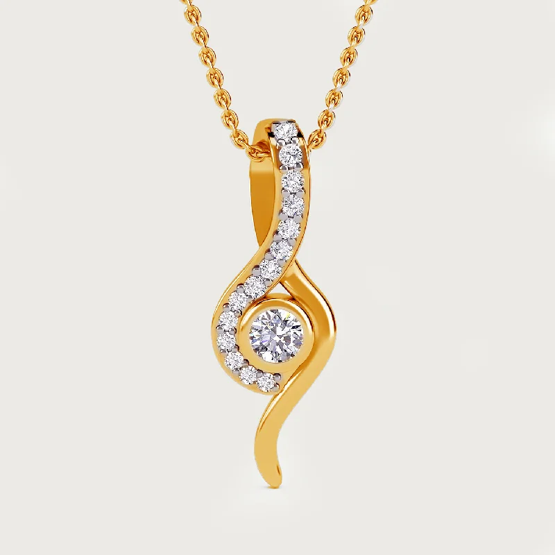 Women’s abstract necklace-Versa Embrace Certified Diamond Pendant in 14K Yellow Gold Diamond Carat 0.22 cts.