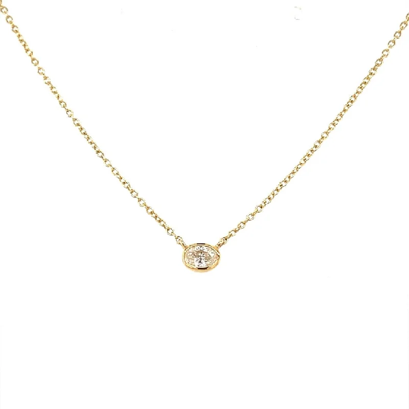 Women’s cross necklace-Oval Bezel Diamond Solitaire Necklace