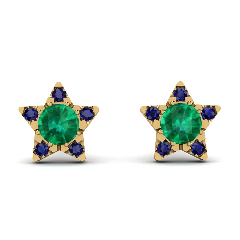 Women’s emerald earrings-Star Halo Emerald Earrings - Zelda No. 64