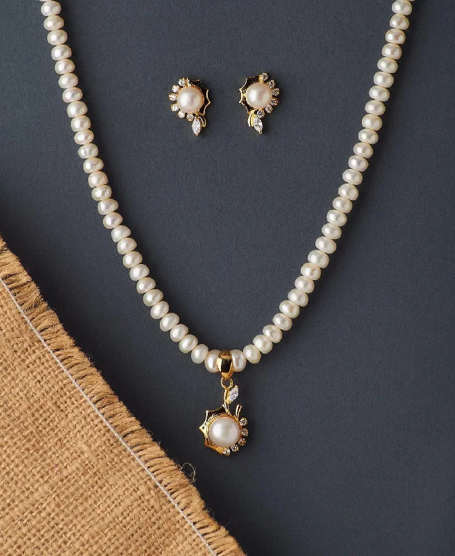 Women’s heart necklace-Trendy Real Pearl Necklace Set