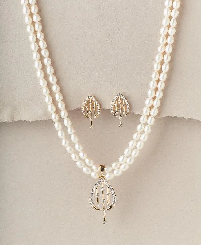 Women’s gemstone necklace-Vintage Real Pearl Necklace Set