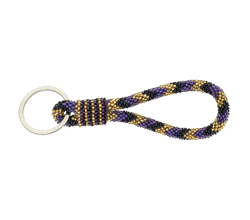 Women’s multistrand necklace-Game Day Roll-On® Keychain <br> - Purple & Black