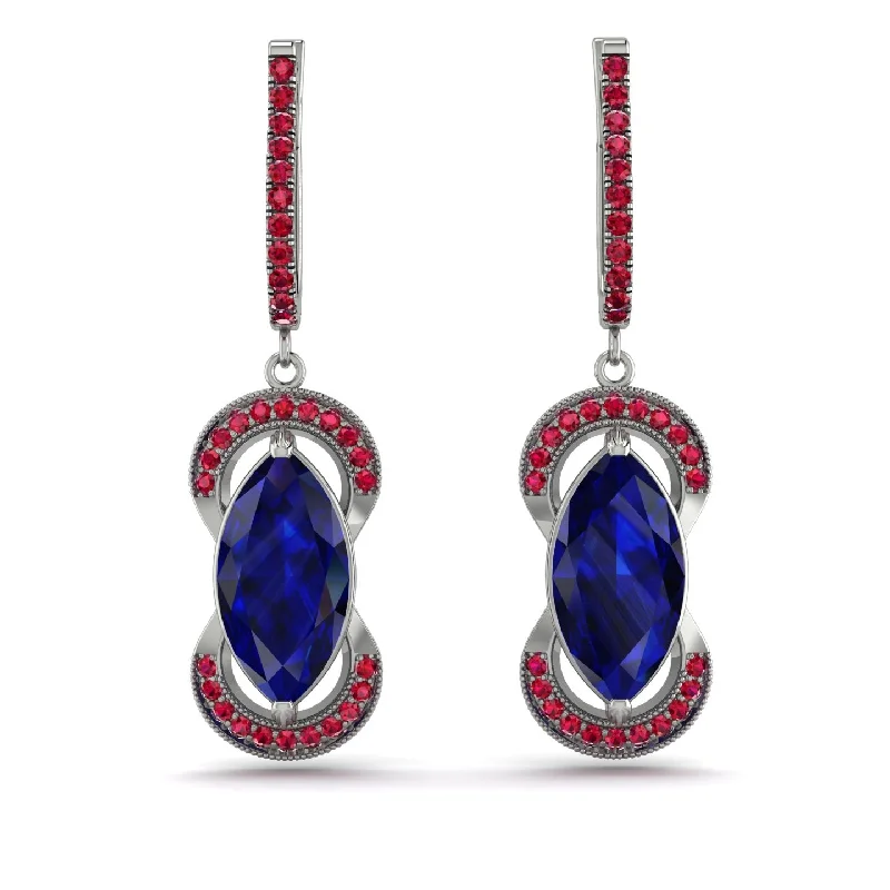 Women’s layered earrings-Marquise Vintage Sapphire Earrings - Marley No. 60