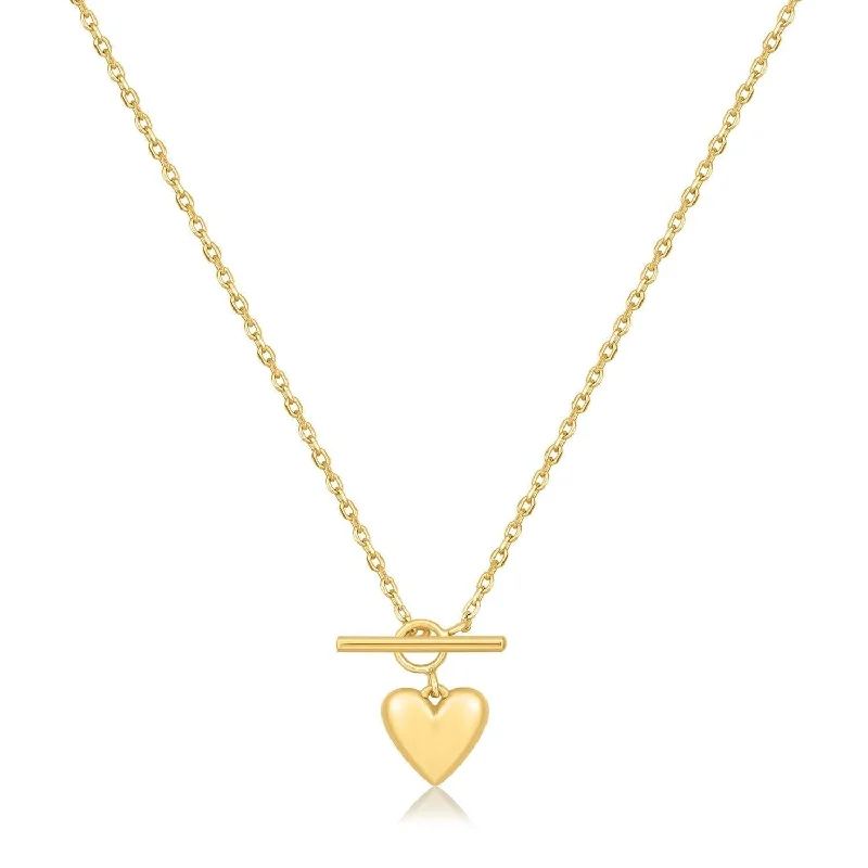 Women’s multistrand necklace-Micro Heart Toggle Pendant Necklace