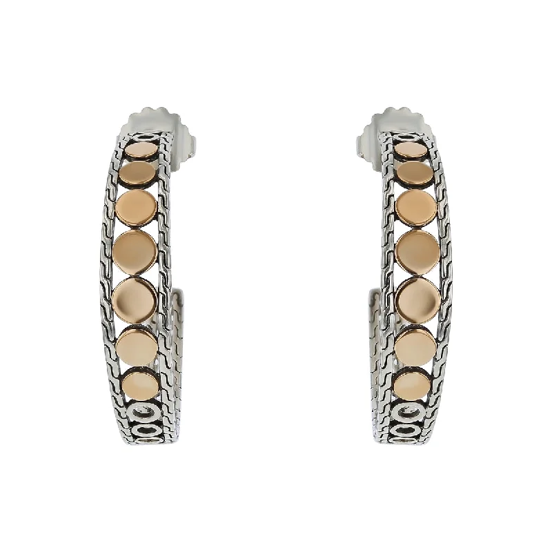 Women’s teardrop earrings-John Hardy Dot Hoop Earrings in Sterling Silver and 18K Yellow Gold