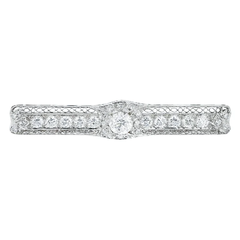 Women’s gold and diamond engagement ring-Art Deco Platinum Old European Cut Diamond Pin