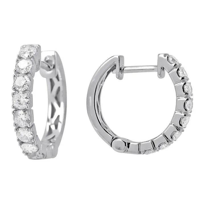 Women’s handmade earrings-14KT GOLD 0.83 CTW DIAMOND HUGGIE HOOP EARRINGS