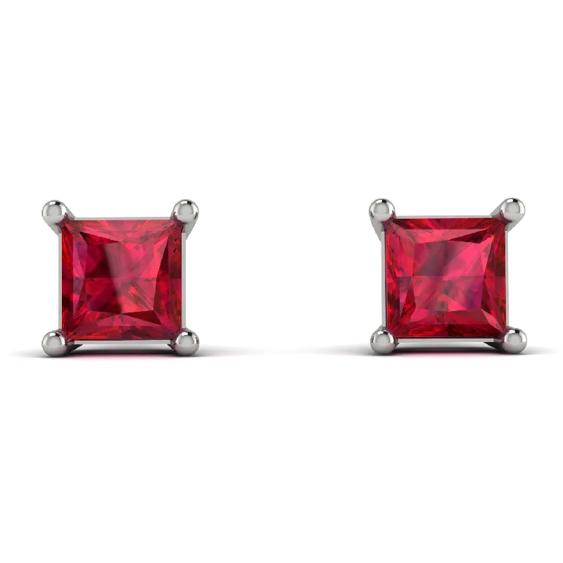 Women’s sapphire earrings-Princess Cut Stud Earrings - Kenia No. 12