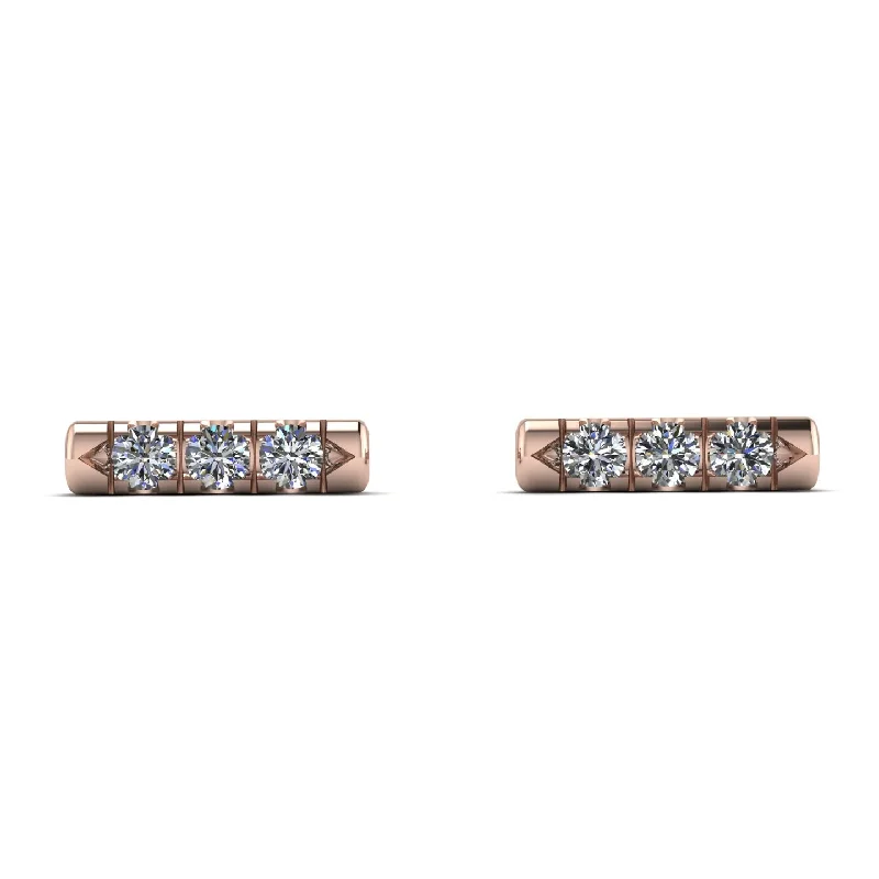 Women’s colored gemstone earrings-3 Diamonds Stud Earrings - Mina No. 2