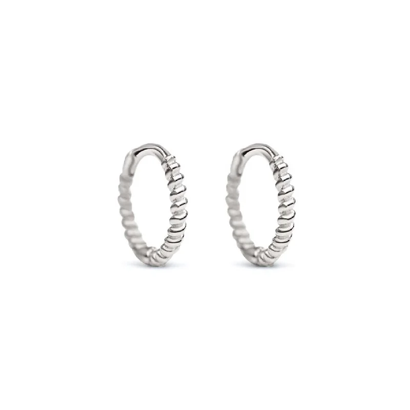 Women’s polished silver earrings-Small Rope Huggie Earrings