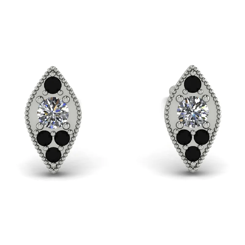 Women’s wedding earrings-Milgrain Marquise Diamond Earrings - Faye No. 33