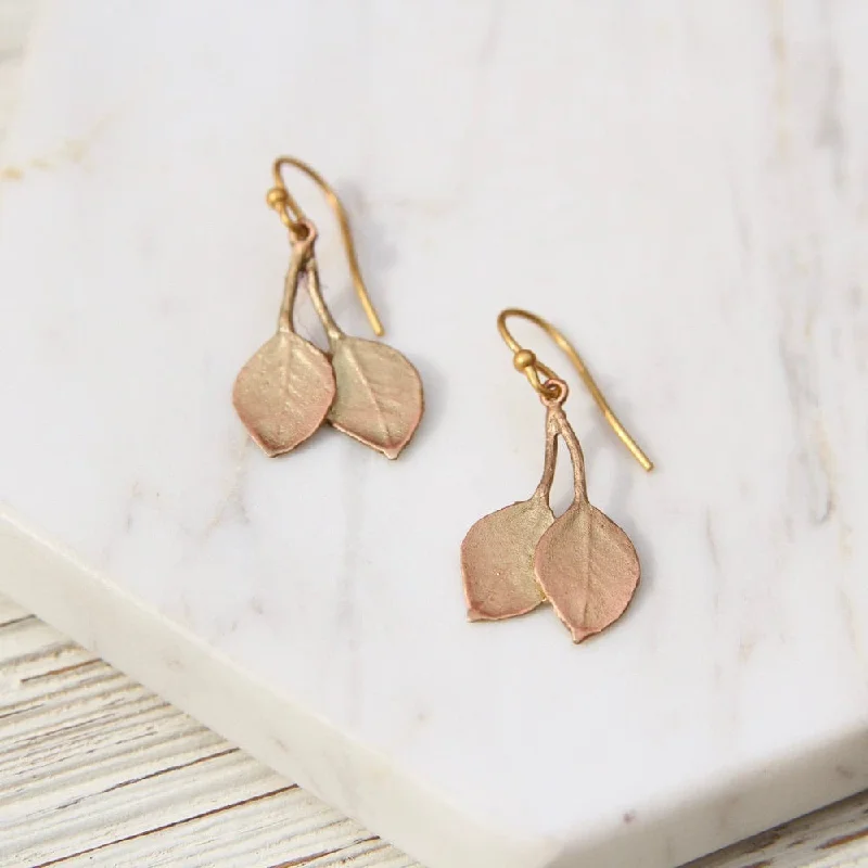 Women’s elegant earrings-Eucalyptus Round Leaf Wire Earrings