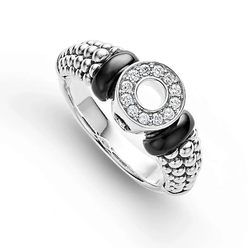 Women’s princess-cut engagement ring-Ceramic and Diamond Circle Ring