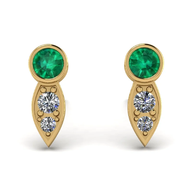 Women’s gold hoop earrings-Bezel Emerald Earrings In Pear Shaped - Aniya No. 4