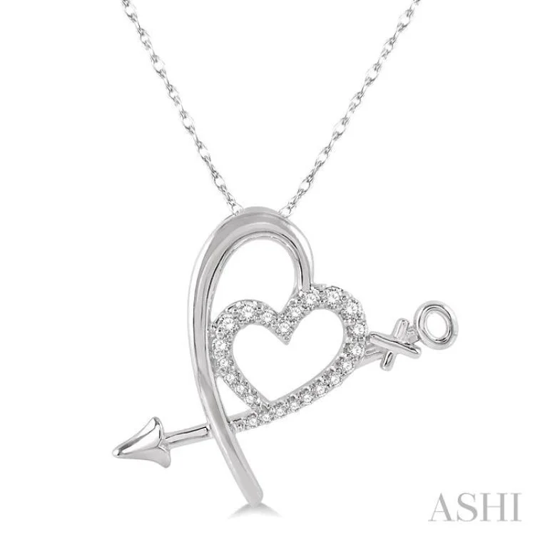 Women’s luxury necklace-1/8 Ctw Crisscross Merged Hearts Round Cut Diamond Pendant With Chain in 10K White Gold